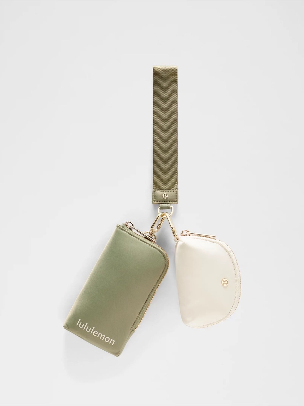 159 🆕💚 Lululemon Dual Pouch Wristlet Wallet - Bay Leaf Light Ivory